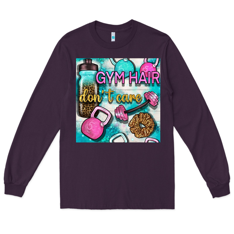 Gym Hair Don't Care Clasp And Water Bottle With Glitter Seamless Patte Long Sleeve Tee by BundleAndBundleShop | Teevron