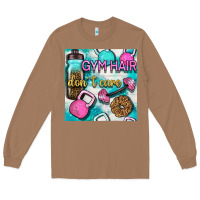 Toasted Coconut gym hair don't care clasp and water bottle with glitter seamless patte Long Sleeve Tee - BundleAndBundleShop