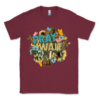 Burgundy pray wait trust crosses christian Classic Tee - NancyCooperArtShop
