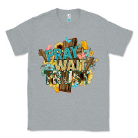 Heather Grey pray wait trust crosses christian Classic Tee - NancyCooperArtShop