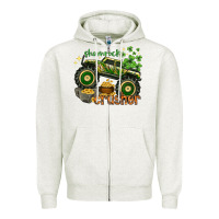 Oatmeal Heather shamrock crusher Zipper Hoodie - NancyCooperArtShop
