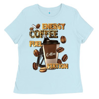 Baby Blue energy coffee fuel station Ladies Tee - Artiststas