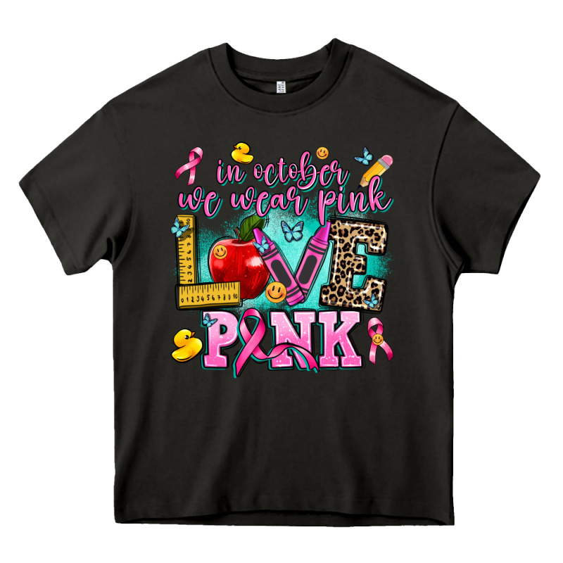 In October We Wear Pink Love Pink Heavy Core Tee by AdoDesignShop | Teevron