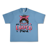 Pebble Blue one loved mama messy bun Urban Heavy Tee - MaliasSmallBusiness