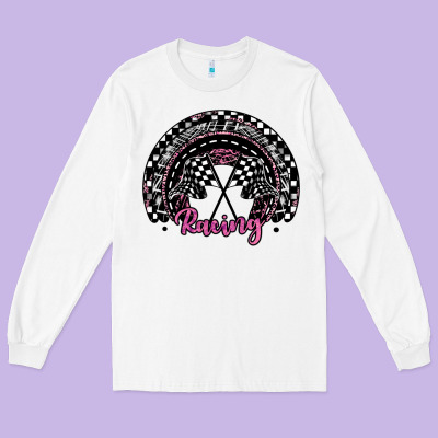 Racing Checkered Rainbow Long Sleeve Tee Designed By Jahusdesignshop