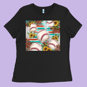 Baseball Leopard Sunflower Ladies Tee Designed By Jahusdesignshop