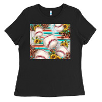 Black baseball leopard sunflower Ladies Tee - JahusDesignShop