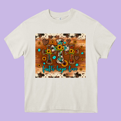 Faith Hope Love Cross Heavy Core Tee Designed By Jahusdesignshop
