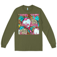 Army Green hair boss and hand mirror with money and leopard seamless pattern bbs Long Sleeve Tee - BundleAndBundleShop
