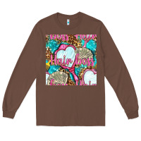 Chestnut hair boss and hand mirror with money and leopard seamless pattern bbs Long Sleeve Tee - BundleAndBundleShop