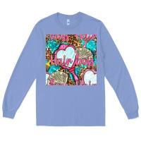 Colony Blue hair boss and hand mirror with money and leopard seamless pattern bbs Long Sleeve Tee - BundleAndBundleShop