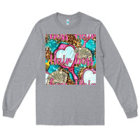 Heather Grey hair boss and hand mirror with money and leopard seamless pattern bbs Long Sleeve Tee - BundleAndBundleShop