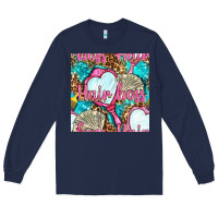 Navy hair boss and hand mirror with money and leopard seamless pattern bbs Long Sleeve Tee - BundleAndBundleShop