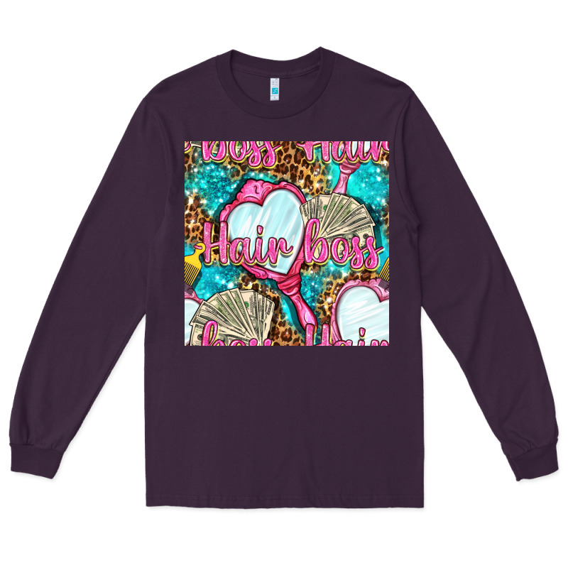 Hair Boss And Hand Mirror With Money And Leopard Seamless Pattern Bbs Long Sleeve Tee by BundleAndBundleShop | Teevron