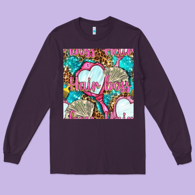 Hair Boss And Hand Mirror With Money And Leopard Seamless Pattern Bbs Long Sleeve Tee Designed By Bundleandbundleshop