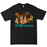 Black tis the seasin with christmas cake abd jesus Premium Tee - AdoDesignShop