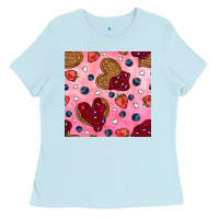 Baby Blue valentines day waffles seamless pattern Ladies Tee - BundleAndBundleShop