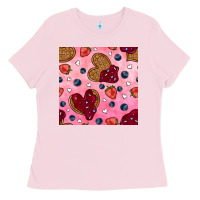 Bubblegum Pink valentines day waffles seamless pattern Ladies Tee - BundleAndBundleShop