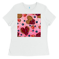 White valentines day waffles seamless pattern Ladies Tee - BundleAndBundleShop