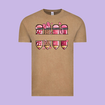 Custom Name Valentine's Day School Pencils Vintage Tee Designed By Maliassmallbusiness