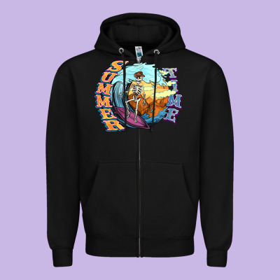 Summer Time Skeleton Surfing Zipper Hoodie Designed By Nancycooperartshop
