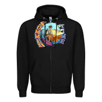 Black summer time skeleton surfing Zipper Hoodie - NancyCooperArtShop