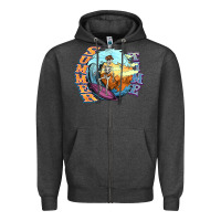 Charcoal Heather summer time skeleton surfing Zipper Hoodie - NancyCooperArtShop