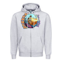 Heather Grey summer time skeleton surfing Zipper Hoodie - NancyCooperArtShop