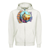 Oatmeal Heather summer time skeleton surfing Zipper Hoodie - NancyCooperArtShop