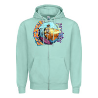 Seafoam summer time skeleton surfing Zipper Hoodie - NancyCooperArtShop
