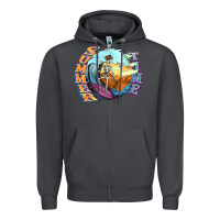 Smoke summer time skeleton surfing Zipper Hoodie - NancyCooperArtShop