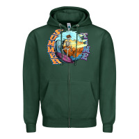 Sports Green summer time skeleton surfing Zipper Hoodie - NancyCooperArtShop