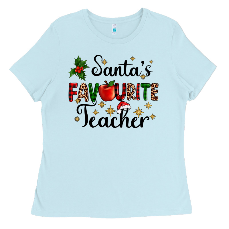 Santas Favourite Teacher Ladies Tee by AdoDesignShop | Teevron