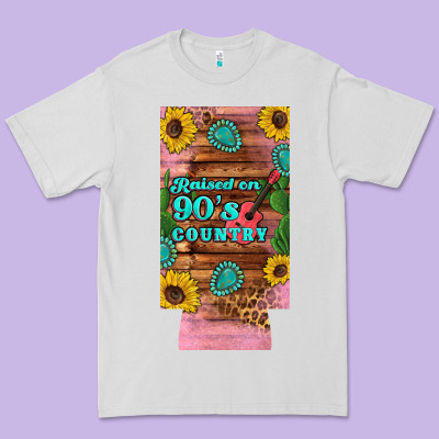 Raised 90's Country Guitar Cactus Sunflower's 12 Oz Can Cooler  (slim) Premium Tee Designed By Artiststas