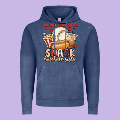 I'm Just Here For The Snack Baseball Sister Vintage Hoodie Designed By Maliassmallbusiness