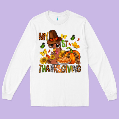 My First Thanksgiving Bbs Long Sleeve Tee Designed By Bundleandbundleshop