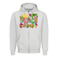 Dove Grey Beach vibes Zipper Hoodie - NancyCooperArtShop