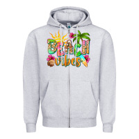 Heather Grey Beach vibes Zipper Hoodie - NancyCooperArtShop