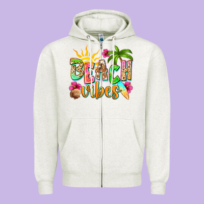 Beach Vibes Zipper Hoodie Designed By Nancycooperartshop