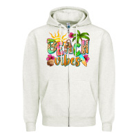 Oatmeal Heather Beach vibes Zipper Hoodie - NancyCooperArtShop