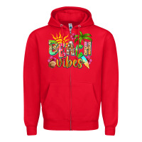 Red Beach vibes Zipper Hoodie - NancyCooperArtShop