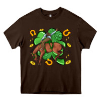 Chocolate Brown cowboy with shamrock Heavy Core Tee - Artiststas