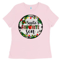 Bubblegum Pink christmas  cookie and light santas favorite   son Ladies Tee - AdoDesignShop