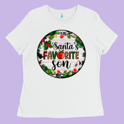 Christmas  Cookie And Light Santas Favorite   Son Ladies Tee Designed By Adodesignshop