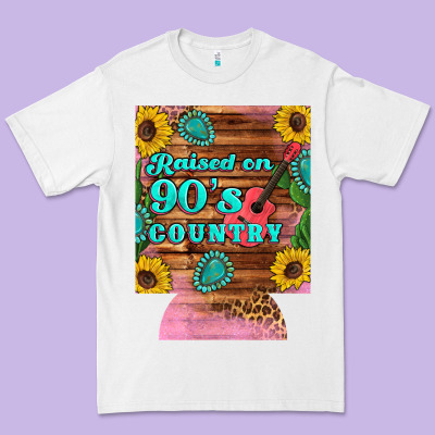Raised 90's Country Guitar Cactus Sunflower's 12 Oz Can Cooler (regula Premium Tee Designed By Artiststas