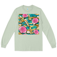 Matcha hair clasp and sea shells with leopard beach seamless pattern bbs Long Sleeve Tee - BundleAndBundleShop
