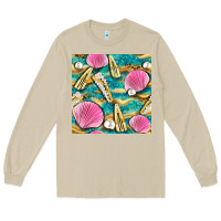 Mushroom hair clasp and sea shells with leopard beach seamless pattern bbs Long Sleeve Tee - BundleAndBundleShop