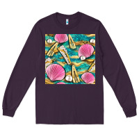 Plum hair clasp and sea shells with leopard beach seamless pattern bbs Long Sleeve Tee - BundleAndBundleShop