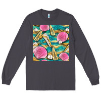 Smoke hair clasp and sea shells with leopard beach seamless pattern bbs Long Sleeve Tee - BundleAndBundleShop