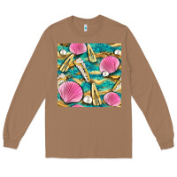 Toasted Coconut hair clasp and sea shells with leopard beach seamless pattern bbs Long Sleeve Tee - BundleAndBundleShop